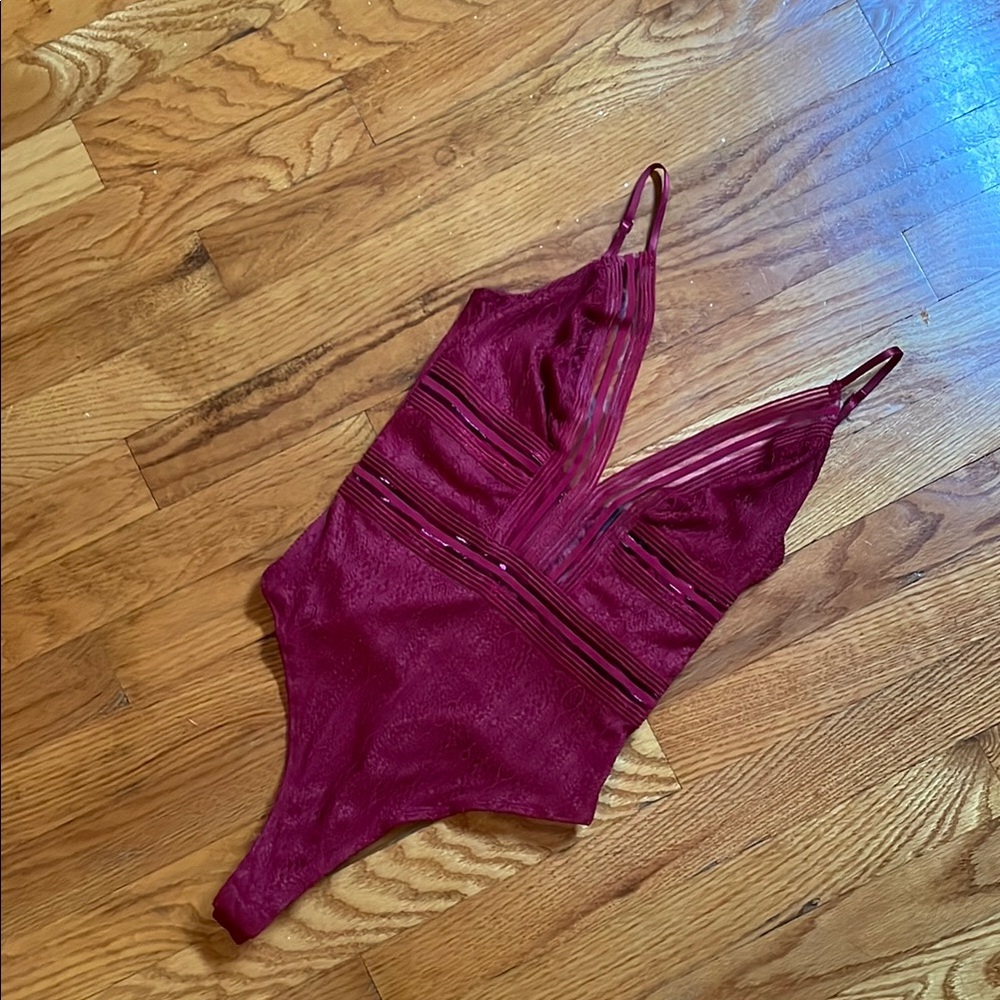 Lulu's Burgundy Lace Bodysuit